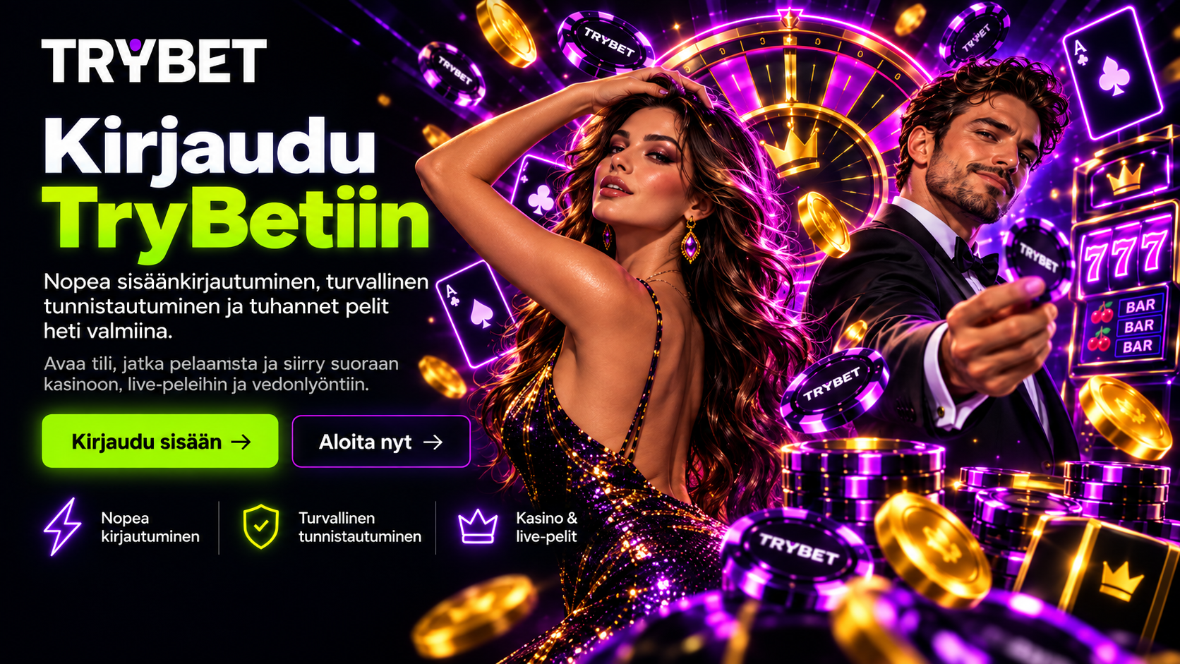 TryBet kirjautuminen ja rekisteröityminen